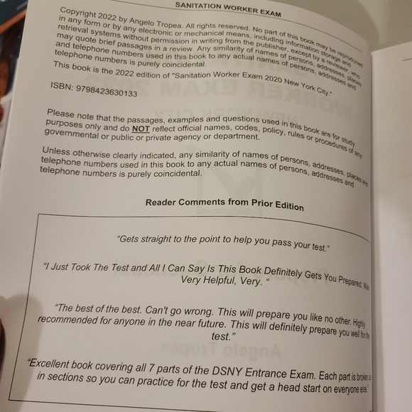 Sanitation Worker Exam 2022 New York City: Prepare for Success! by Angelo Tropea - Picture 3 of 3